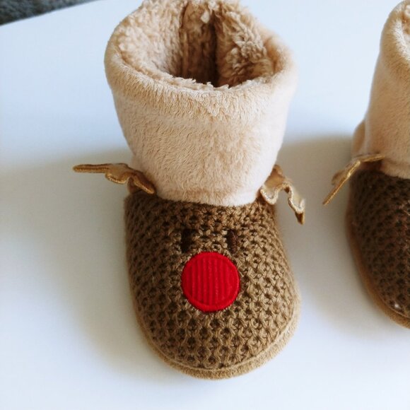 Reindeer Baby Slippers 3D Antlers size 5-6 - Picture 8 of 11